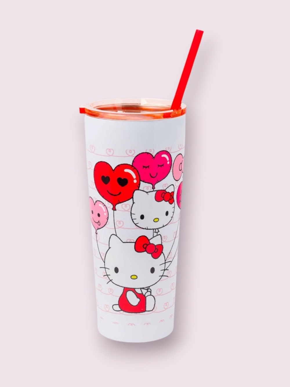 Silver Buffalo Hello Kitty Heart Balloons Double Walled Stainless Steel Tumbler